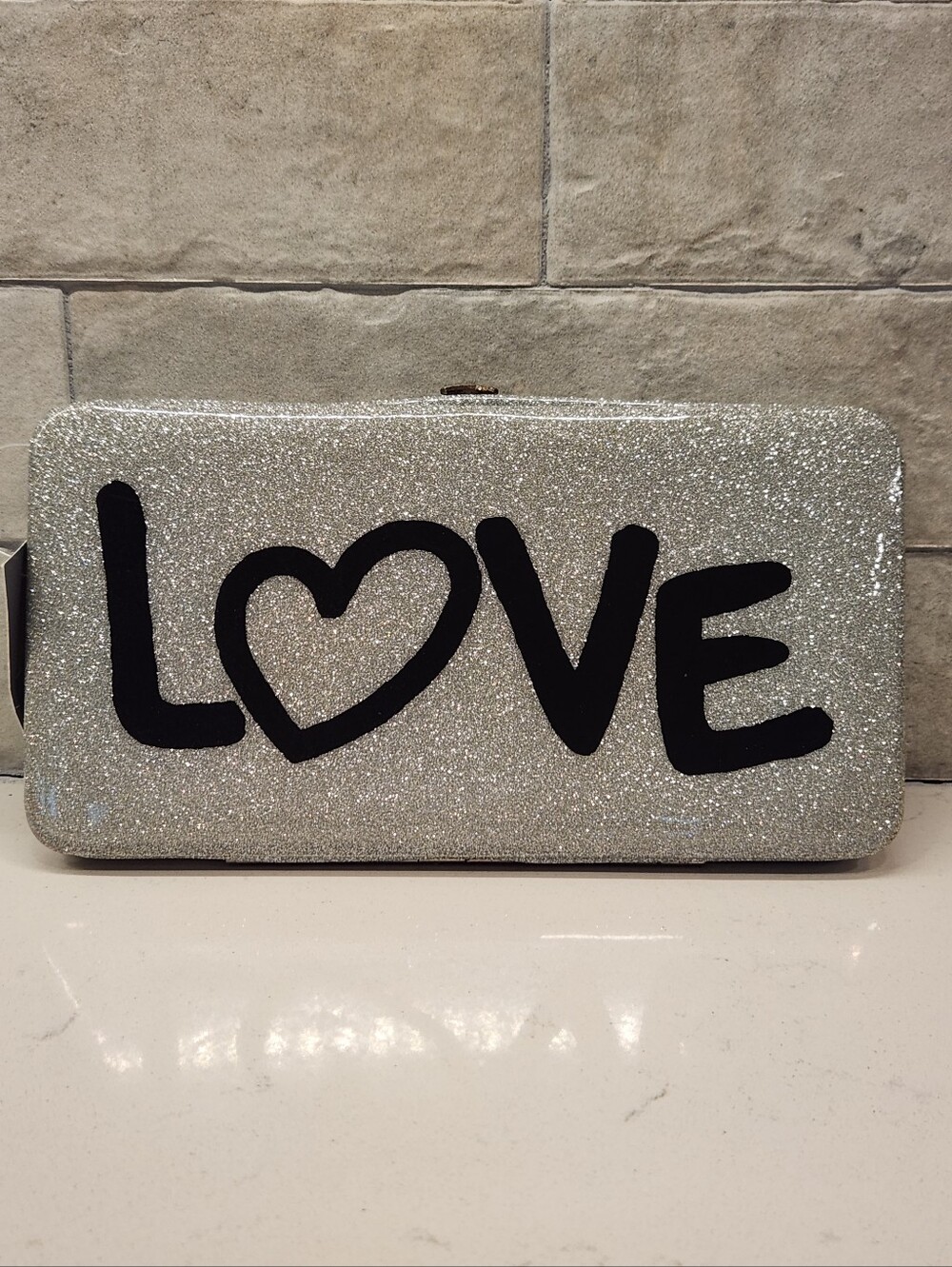 Wet Seal Silver Glitter Wallet Clutch
